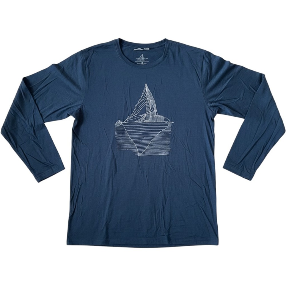 Icebreaker Long Sleeve Shirt XL Blue Merino Wool Iceberg Graphic Gorpcore
